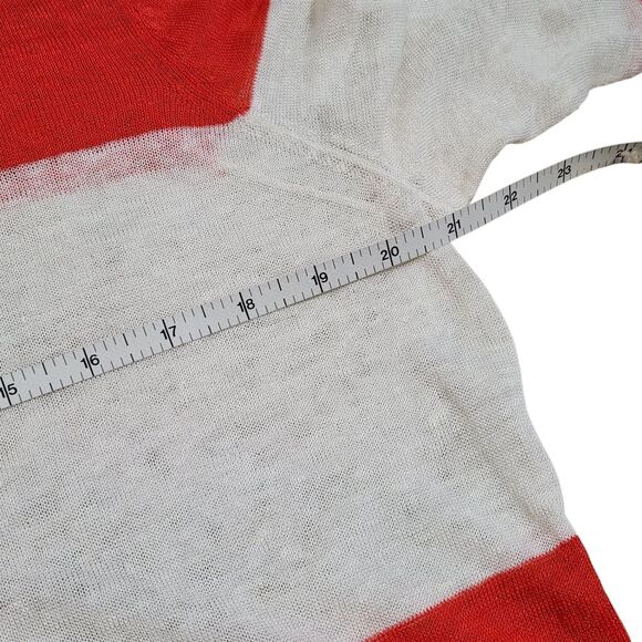 Tyler Boe Linen Blend Red White Striped Tunic Top Long Sleeve Semi Sheer Size XL - Picture 9 of 10
